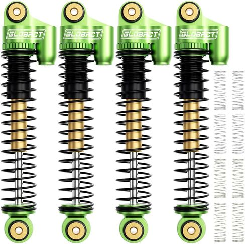 صدمات أمامية وخلفية من الألومنيوم مقاس 52 مم من GLOBACT لملحقات ترقية 1/24 محورية SCX24 Bronco/JLU CRC/Deadbolt/Gladiator /C10 (4 قطع أسود) in Kuwait