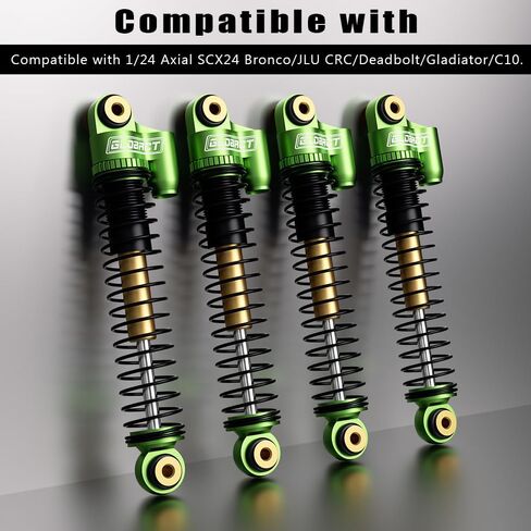 صدمات أمامية وخلفية من الألومنيوم مقاس 52 مم من GLOBACT لملحقات ترقية 1/24 محورية SCX24 Bronco/JLU CRC/Deadbolt/Gladiator /C10 (4 قطع أسود) in Kuwait