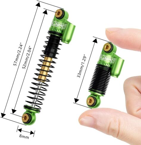 صدمات أمامية وخلفية من الألومنيوم مقاس 52 مم من GLOBACT لملحقات ترقية 1/24 محورية SCX24 Bronco/JLU CRC/Deadbolt/Gladiator /C10 (4 قطع أسود) in Kuwait