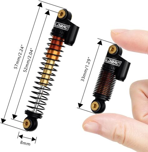 GLOBACT 52mm Aluminum Front & Rear Shocks for 1/24 Axial SCX24 Bronco/JLU CRC/Deadbolt/Gladiator /C10 Upgrade Accessories (4PCS Black) in Kuwait