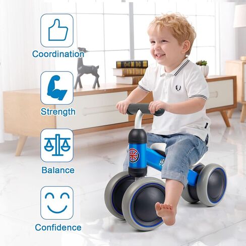دراجات Ancaixin Baby Balance لفتاة تبلغ من العمر سنة واحدة، أفضل هدايا عيد الميلاد الأولى للطفل الصغير من الوقوف إلى الجري، ألعاب ركوب الخيل لعمر 1+ سنة، بدون دواسة دراجة أطفال 4 عجلات in Kuwait