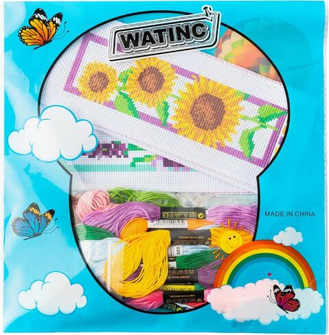WATINC 3 قطع عبر غرزة المرجعية مجموعات أنماط زهرة DIY مختومة التطريز الإشارات المرجعية للمبتدئين توليب عباد الشمس الخزامى إبرة بداية مجموعات اللوازم الحرفية الهدايا اليدوية لمحبي الكتب in Saudi Arabia