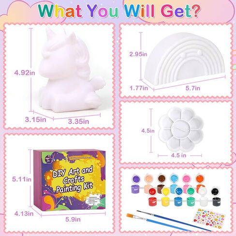 dededa Paint Your Own Unicorn Night Light Art Kit, Arts and Crafts for Kids Ages 4-8,Unicorns Gifts for Girls Painting Kit Unicorn Toys for Kids 4 5 6 7 8 9 10 11 12+ (1Pc) in Kuwait
