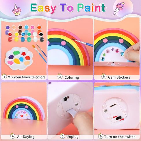 dededa Paint Your Own Unicorn Night Light Art Kit, Arts and Crafts for Kids Ages 4-8,Unicorns Gifts for Girls Painting Kit Unicorn Toys for Kids 4 5 6 7 8 9 10 11 12+ (1Pc) in Kuwait