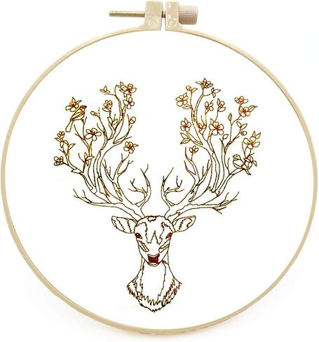 طقم تطريز مختوم للمبتدئين من مايدير بنمط، طقم غرز متقاطعة، طقم تطريز للمبتدئين بما في ذلك طوق التطريز وخيوط ملونة ومقص تطريز - Herborist4 in Kuwait