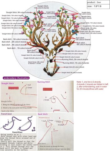 طقم تطريز مختوم للمبتدئين من مايدير بنمط، طقم غرز متقاطعة، طقم تطريز للمبتدئين بما في ذلك طوق التطريز وخيوط ملونة ومقص تطريز - Herborist4 in Kuwait