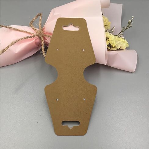 بطاقات عرض القلائد ذاتية اللصق - 200 قطعة من بطاقات عرض الاساور الفارغة من ورق الكرافت، بطاقات الاقراط، بطاقة بيع تغليف المجوهرات المعلقة لتعبئة القلائد والاساور وسلاسل المفاتيح، 4.7 × 1.9 انش in Kuwait