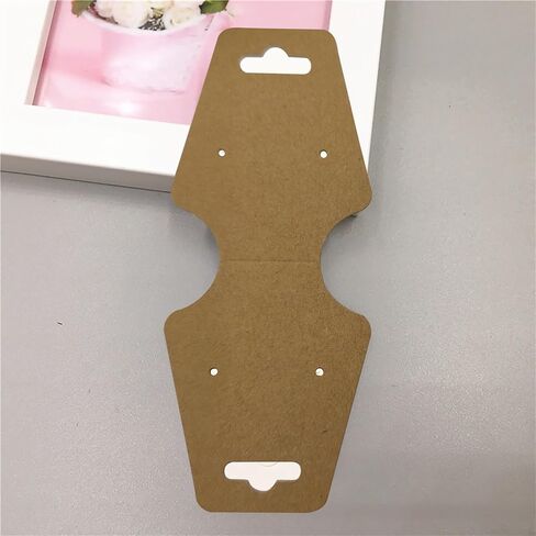 بطاقات عرض القلائد ذاتية اللصق - 200 قطعة من بطاقات عرض الاساور الفارغة من ورق الكرافت، بطاقات الاقراط، بطاقة بيع تغليف المجوهرات المعلقة لتعبئة القلائد والاساور وسلاسل المفاتيح، 4.7 × 1.9 انش in Kuwait