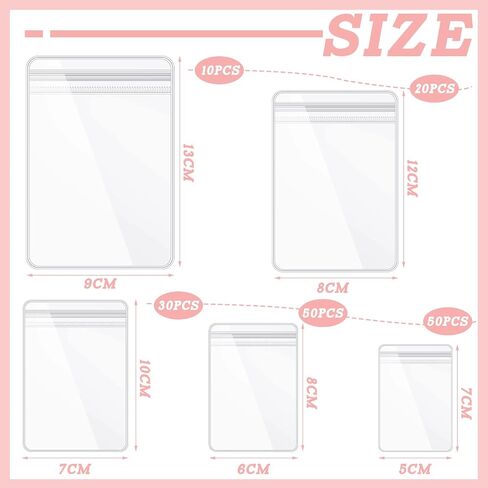 160 Pieces Self Seal Jewelry PVC Bags Plastic Anti Tarnish Jewelry Storage Bags Clear Jewelry Organizer Bag Jewelry Pouches Small Zipper Bags for Holding Earring Ring Necklace Jewelry, 5 Sizes in Saudi Arabia