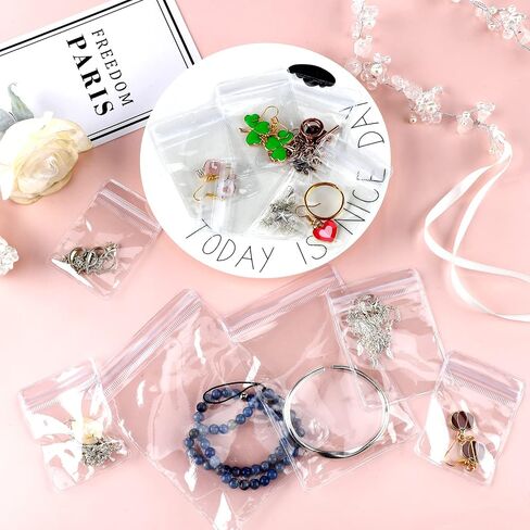 160 Pieces Self Seal Jewelry PVC Bags Plastic Anti Tarnish Jewelry Storage Bags Clear Jewelry Organizer Bag Jewelry Pouches Small Zipper Bags for Holding Earring Ring Necklace Jewelry, 5 Sizes in Saudi Arabia