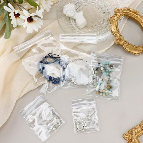 160 Pieces Self Seal Jewelry PVC Bags Plastic Anti Tarnish Jewelry Storage Bags Clear Jewelry Organizer Bag Jewelry Pouches Small Zipper Bags for Holding Earring Ring Necklace Jewelry, 5 Sizes in Saudi Arabia
