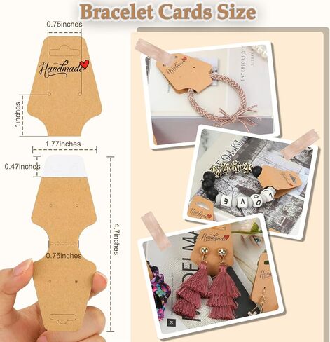 ovsor 100 قطعة من عبوات الأساور - بطاقات تعبئة الأقراط القوية مع بطاقات سوار ذاتية اللصق قوية للشركات الصغيرة التي تبيع عصابات الرأس والأساور والقلائد والأقراط وسلسلة المفاتيح in Kuwait