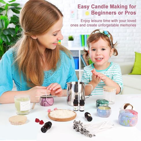 SUPERSUN Scented Candle Making Kit for Adults Kids, Arts & Crafts Kit for DIY Starter, Candle Making Supplies Including Beeswax, Candle Tins Jars and More, Birthday Christmas Holiday Gifts in Kuwait