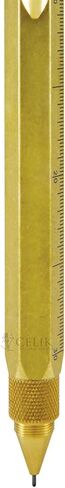 MONTEVERDE USA 9-in-1 Tool Mechanical Pencil in Brass – Hand-Machined Multifunctional Pencil with Stylus, Screwdrivers, Ruler, and Eraser – Exclusive Collection Ideal Gift for Engineers in Saudi Arabia