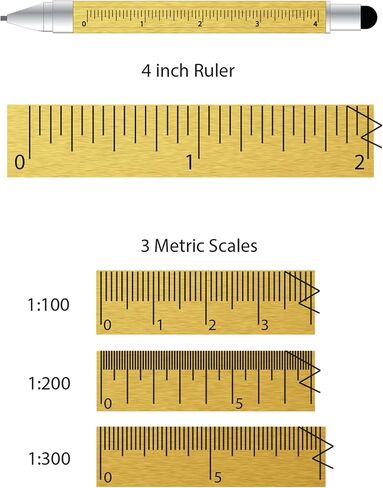 MONTEVERDE USA 9-in-1 Tool Mechanical Pencil in Brass – Hand-Machined Multifunctional Pencil with Stylus, Screwdrivers, Ruler, and Eraser – Exclusive Collection Ideal Gift for Engineers in Saudi Arabia