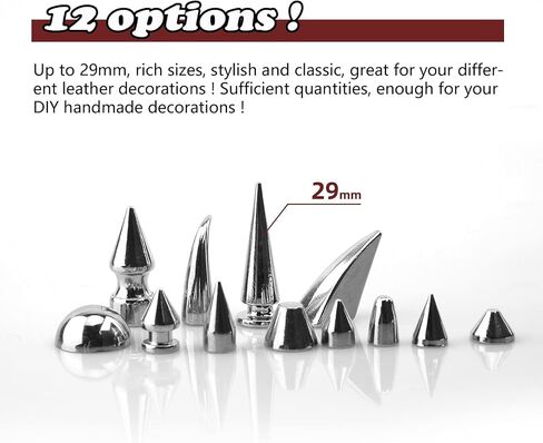 270 مجموعة من المسامير الشريرة، ومسامير CAMXTOOL للملابس، و12 مقاسًا من الأزرار والمسامير، مجموعة مسامير مخروطية من الجلد، ومسامير جلدية على شكل برغي قوطي، وقلادة DIY، وأحذية صدرية مصنوعة من الجلد (فضي) in Kuwait