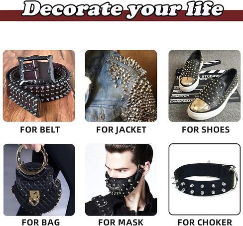 270 مجموعة من المسامير الشريرة، ومسامير CAMXTOOL للملابس، و12 مقاسًا من الأزرار والمسامير، مجموعة مسامير مخروطية من الجلد، ومسامير جلدية على شكل برغي قوطي، وقلادة DIY، وأحذية صدرية مصنوعة من الجلد (فضي) in Kuwait