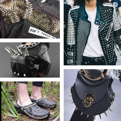 270 مجموعة من المسامير الشريرة، ومسامير CAMXTOOL للملابس، و12 مقاسًا من الأزرار والمسامير، مجموعة مسامير مخروطية من الجلد، ومسامير جلدية على شكل برغي قوطي، وقلادة DIY، وأحذية صدرية مصنوعة من الجلد (فضي) in Kuwait