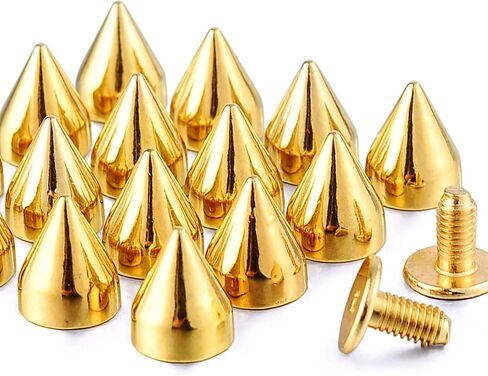 100 Sets 9MM Gun Metal Spikes and Studs Metal Bullet Cone Spikes Screw Back Leather Craft Rapid Rivet Screws Punk Studs and Spikes for Clothing Shoes Leather Belts Bag Rivets 11/32 Inch in Kuwait