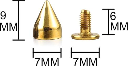 100 Sets 9MM Gun Metal Spikes and Studs Metal Bullet Cone Spikes Screw Back Leather Craft Rapid Rivet Screws Punk Studs and Spikes for Clothing Shoes Leather Belts Bag Rivets 11/32 Inch in Kuwait