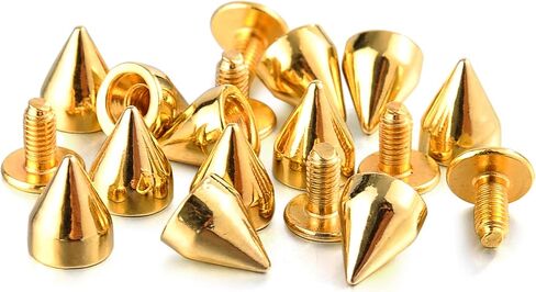 100 Sets 9MM Gun Metal Spikes and Studs Metal Bullet Cone Spikes Screw Back Leather Craft Rapid Rivet Screws Punk Studs and Spikes for Clothing Shoes Leather Belts Bag Rivets 11/32 Inch in Kuwait