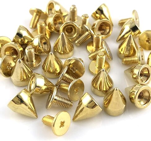 100 Sets 9MM Gun Metal Spikes and Studs Metal Bullet Cone Spikes Screw Back Leather Craft Rapid Rivet Screws Punk Studs and Spikes for Clothing Shoes Leather Belts Bag Rivets 11/32 Inch in Kuwait