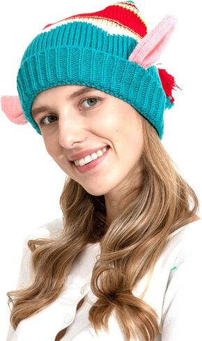 Ouksma عيد الميلاد محبوك قبعة قزم قبعة مع آذان للبالغين سانتا قبعة عيد الميلاد قزم قبعة صغيرة مع بوم بوم لحفلة عيد الميلاد in Kuwait