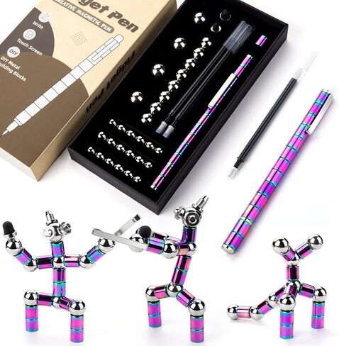 Juboury Fidget Pen، قلم معدني مغناطيسي لتخفيف الضغط، لعبة تململ متعددة الوظائف قابلة للتشوه، قلم كتابة مغناطيسي هدية للبالغين من الأولاد والبنات في سن المراهقة in Kuwait
