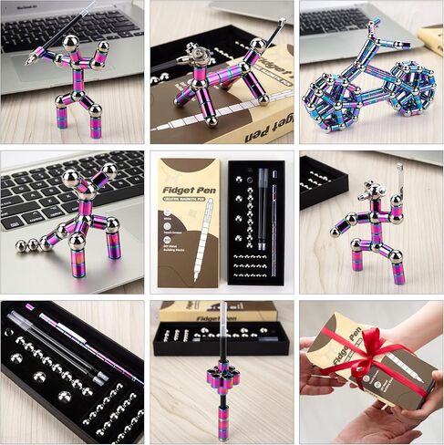 Juboury Fidget Pen، قلم معدني مغناطيسي لتخفيف الضغط، لعبة تململ متعددة الوظائف قابلة للتشوه، قلم كتابة مغناطيسي هدية للبالغين من الأولاد والبنات في سن المراهقة in Kuwait