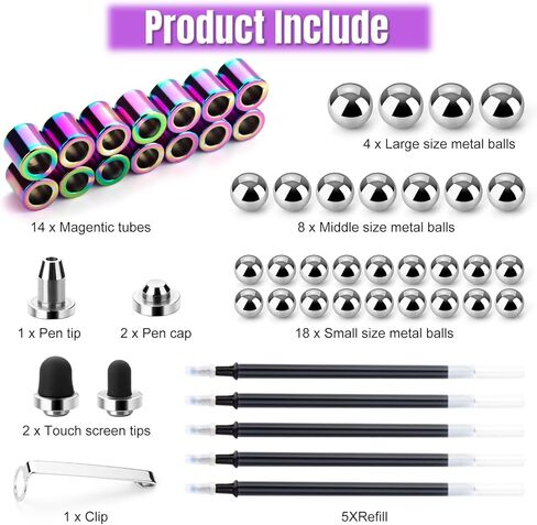 Juboury Fidget Pen، قلم معدني مغناطيسي لتخفيف الضغط، لعبة تململ متعددة الوظائف قابلة للتشوه، قلم كتابة مغناطيسي هدية للبالغين من الأولاد والبنات في سن المراهقة in Kuwait
