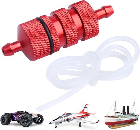 فلتر وقود RC من الألومنيوم وأنابيب سيليكون لنماذج طائرات RC للسيارة التي تعمل بالتحكم عن بعد (أحمر) in Saudi Arabia