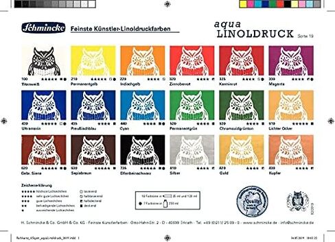 Schmincke - aqua-LINOLDRUCK، مجموعة طباعة مشمع مع أنابيب 5 × 20 مل، 82 005 097، أفضل أحبار طباعة مشمع، خطوط حادة، طباعة متساوية، ألوان رائعة، أفضل ثبات للضوء in Saudi Arabia