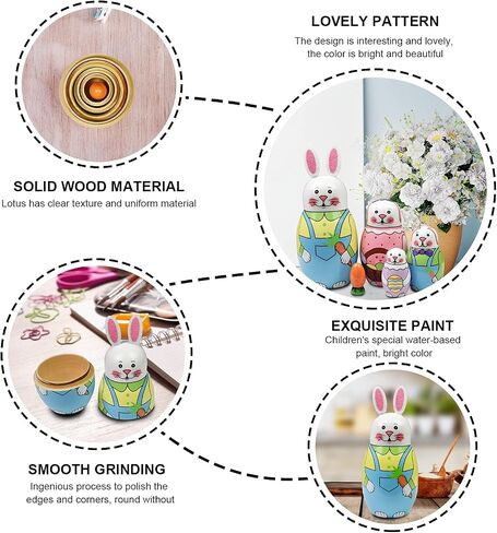 GRPSKCOS Russian Nesting Dolls Matryoshka Dolls Cartoon Handmade Wooden in Kuwait