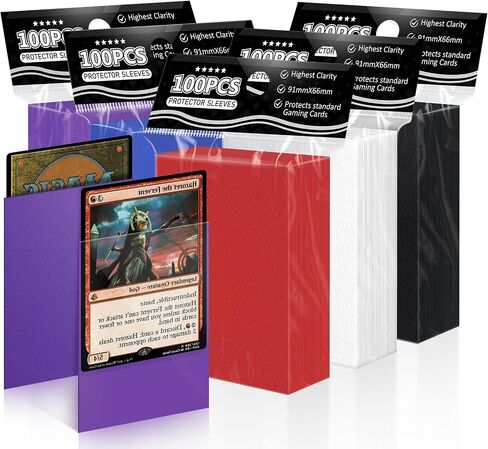 500 قيراط من أغلفة بطاقات التداول مناسبة تمامًا لأكمام بطاقات MTG الرياضية لبطاقات الصور الفوتوغرافية، وأكمام بطاقات TCG القياسية المناسبة لبطاقة البيسبول Magic Yugioh مقاس 66 * 91 مم in Kuwait