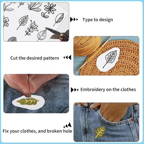 بيركور 5 ورقات مثبت قابل للذوبان في الماء وقابل للتمزيق، مثبتات التطريز الآلي، مثبت خياطة يدوي فارغ قابل للطباعة لعشاق التطريز اليدوي in Kuwait