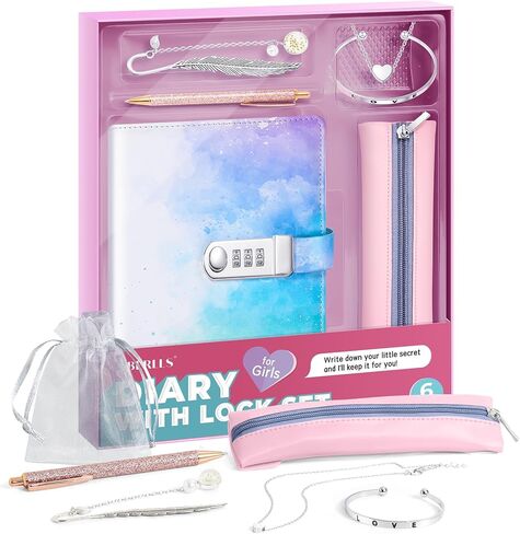 يوميات الفتيات مع مجموعة قفل، هدايا للفتيات بعمر 8 9 10 11 12 عامًا، مجموعة مجلات أطفال DIY للأعمار من 8 إلى 12 عامًا، ألعاب هدايا عيد ميلاد رائعة للمراهقات، قفل مذكرات سرية للمراهقين المراهقين (وردي) in Kuwait