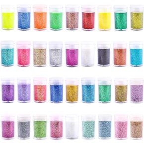 Extra Fine Glitter, Set of 36 Colors Nail Arts Cosmetic Glitter, Resin Crafts Loose Glitter Powder Shaker for Face Body Hair Eye Lip Gloss Makeup, Slime and Tumbler Making