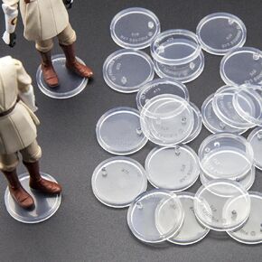 SIXPOINTS 36 Pieces Clear Round Figure Display Stand Base Compatible with 3.75" Movie Action Figure MODERN Star Wars / MODERN GI Joe /Marvel, 37.5mm Wide Disc,2.35mm Peg Doll Model Support Stands