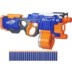 Nerf HyperFire Motorized Elite Blaster, 25-Dart Drum, Fires Up to 5 Darts Per Second, Includes 25 Official Elite Darts (Amazon Exclusive)