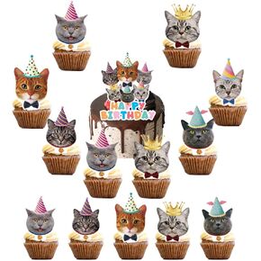48pcs Black Gold Birthday Party Supplies - Cupcake Toppers, Cake Decoration Supplies (HH)