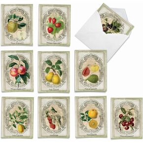 The Best Card Company - 10 Retro Blank Cards with Envelopes (4 x 5.12 Inch) - Artistic Boxed Assortment, Vintage Note Cards - What's the Buzz M3983