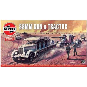 Airfix 88mm Gun & Tractor 1:76 Vintage Classics Military Plastic Model Kit A02303V
