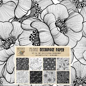 Decoupage Paper Pack (24 Sheets 6"x6") Art Deco Floral Engravings # Vintage Styled Pattern Paper for Decoupage, Craft and Scrapbooking in Saudi Arabia