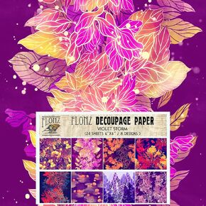 حزمة ورق Decoupage (24 ورقة مقاس 6 بوصات × 6 بوصات) أنماط زهرية غجرية حديثة من FLONZ ورق نمط سلس على الطراز العتيق ل Decoupage والحرف اليدوية وسكرابوكينغ in Kuwait