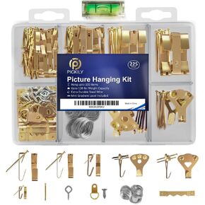 بيكيلي مجموعة تعليق الصور مكونة من 225 قطعة تتضمن سلك مسامير، خطاف سن منشار للتثبيت على الحائط، سلك صلب شديد التحمل لمستوى التدرج الصغير للاستخدام في المنزل والمكتب in Kuwait