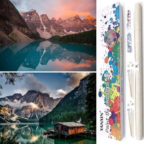 YANXIN Paint by Numbers Kit for Adults Beginners 2 Pack Rolled Paint by Numbers on Canvas for Creative Wall Art Home Decoration with Nice Gift Box 12x16 inch 5758 in Kuwait