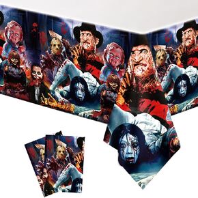 DoMiDoLa 2pack فيلم الرعب مفرش المائدة القابل للتصرف لوازم حفلات عيد ميلاد وديكورات للطفل الصبي الطفل دش الرعب MovieTables 70 "X42" in Kuwait
