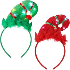 Luinabio 2 Pieces Christmas Headbands Glowing Costume Headwear Accessories Hair Hoop with 3D Designs for Holiday Party