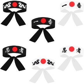 JJoiAS 12 قطعة عصابة رأس الساموراي اليابانية للرجال سوشي شيف باندانا النينجا المحارب الكاراتيه عصابة رأس للرياضة زي أغطية الرأس لوازم المطبخ in Kuwait