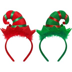 WILLBOND 2 Pieces Christmas Reindeer Antlers Headband Elf Hat Headband Deer Headband for Girls Women Christmas Party Favors